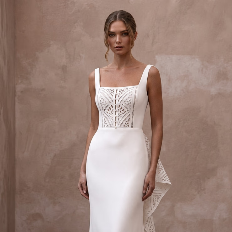 Sweep Train Wedding Dresses with Minimalist Finish - Apparel & Accessories > Clothing > Wedding & Bridal Party Dresses > Wedding Dresses - Mignonette