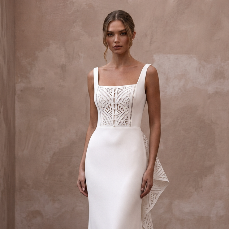 Sweep Train Wedding Dresses with Minimalist Finish