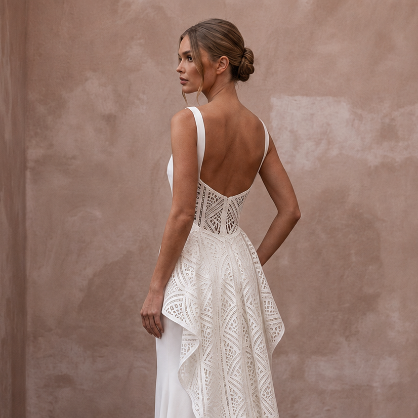 Sweep Train Wedding Dresses with Minimalist Finish