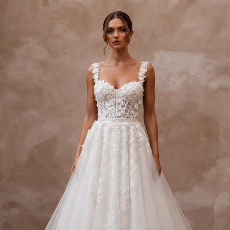 Sweetheart Lace Wedding Dress with A - Line Silhouette - Apparel & Accessories > Clothing > Wedding & Bridal Party Dresses > Wedding Dresses - Mignonette Bridal