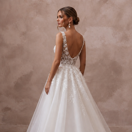 Sweetheart Lace Wedding Dress with A - Line Silhouette - Apparel & Accessories > Clothing > Wedding & Bridal Party Dresses > Wedding Dresses - Mignonette Bridal