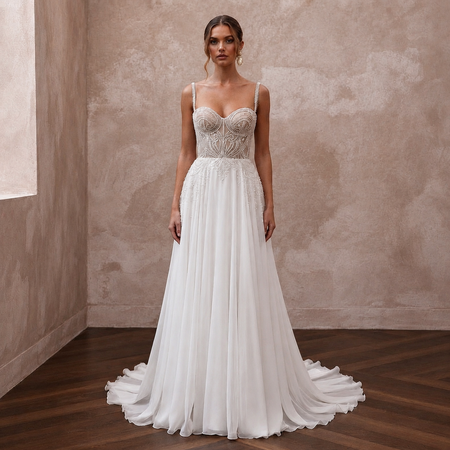 Sweetheart Neck Wedding Dresses with Delicate Beading