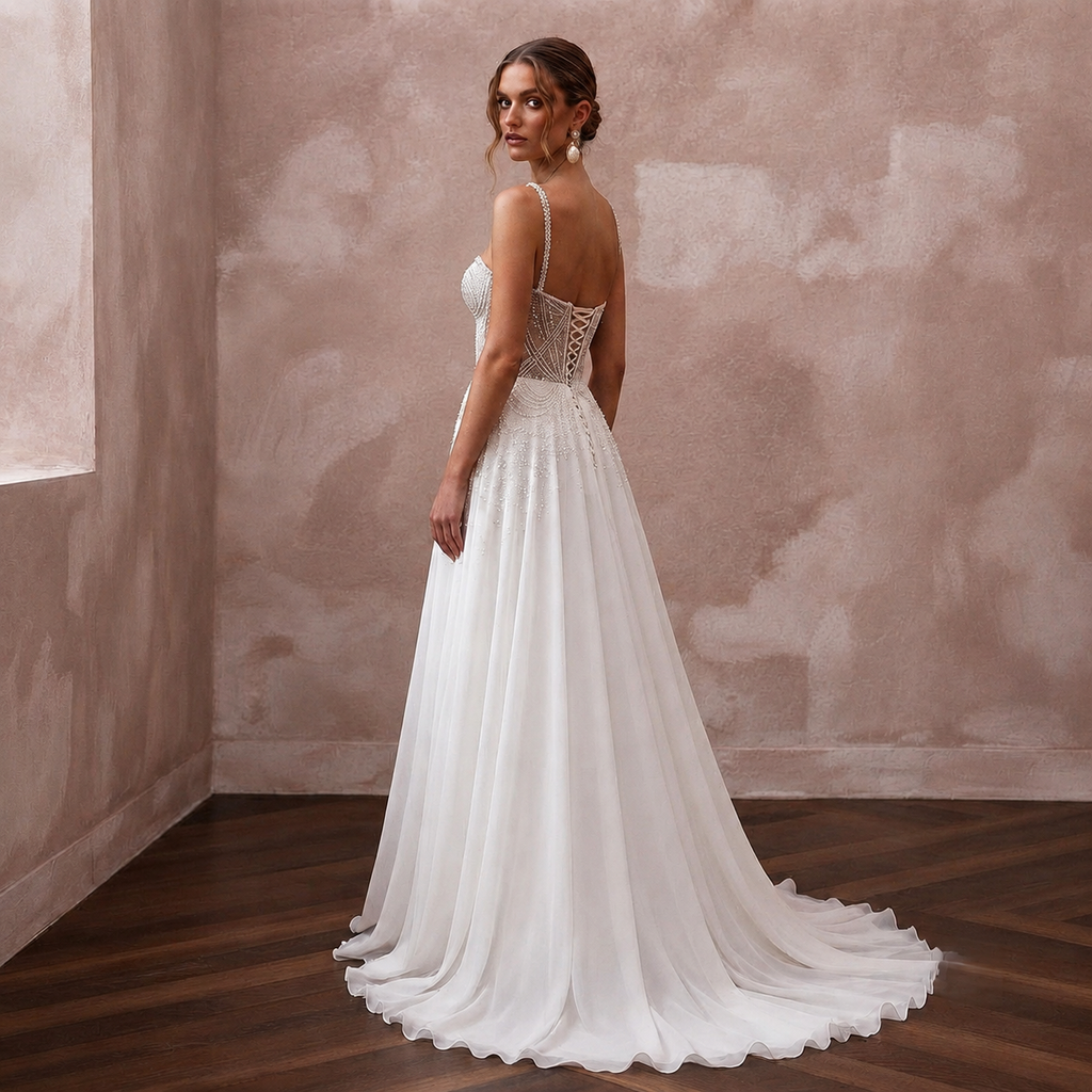 Sweetheart Neck Wedding Dresses with Delicate Beading