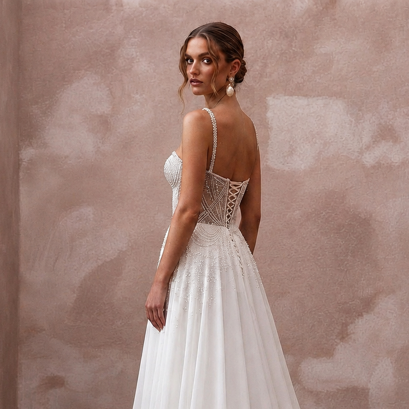 Sweetheart Neck Wedding Dresses with Delicate Beading