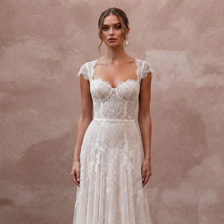 Sweetheart Neck Wedding Dresses with Delicate Lace Trim