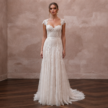 Sweetheart Neck Wedding Dresses with Delicate Lace Trim