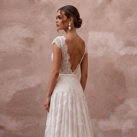 Sweetheart Neck Wedding Dresses with Delicate Lace Trim - Apparel & Accessories > Clothing > Wedding & Bridal Party Dresses > Wedding Dresses - Mignonette Bridal