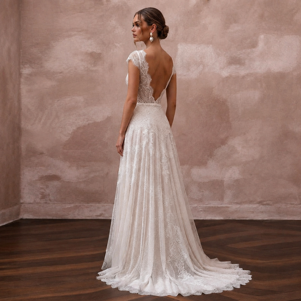 Sweetheart Neck Wedding Dresses with Delicate Lace Trim
