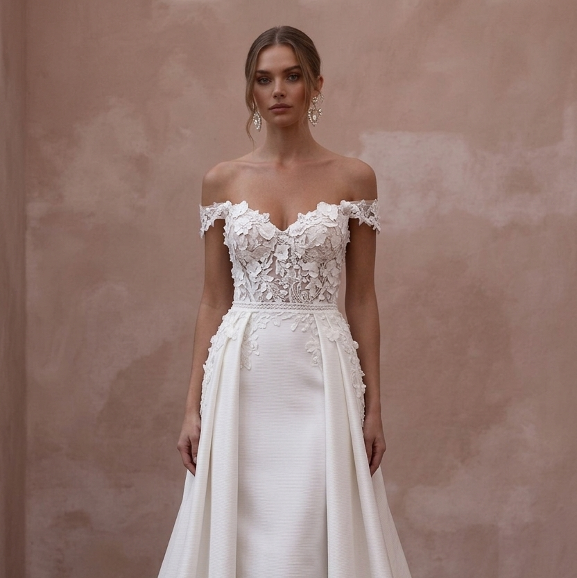 Sweetheart Neck Wedding Dresses with Floral Lace Details