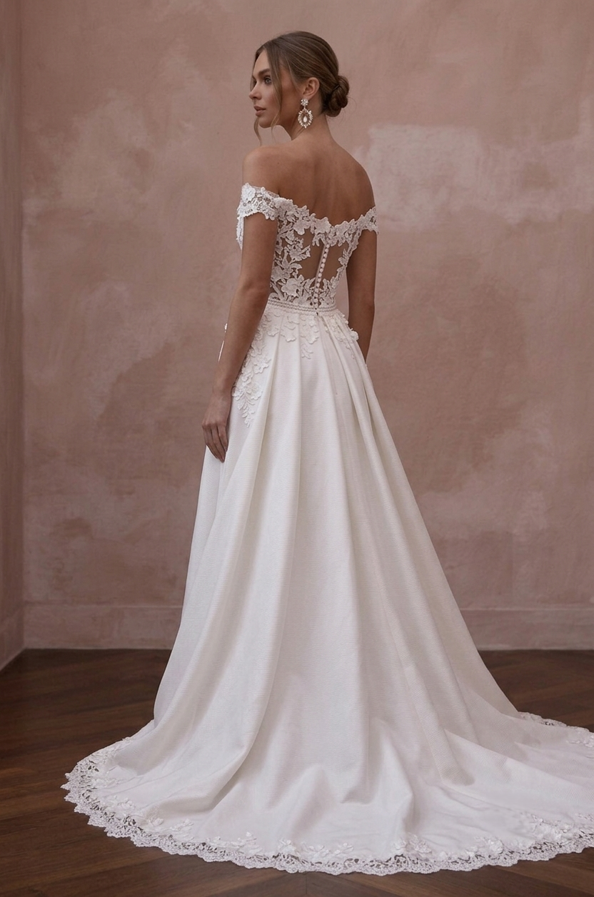 Sweetheart Neck Wedding Dresses with Floral Lace Details Secondary image