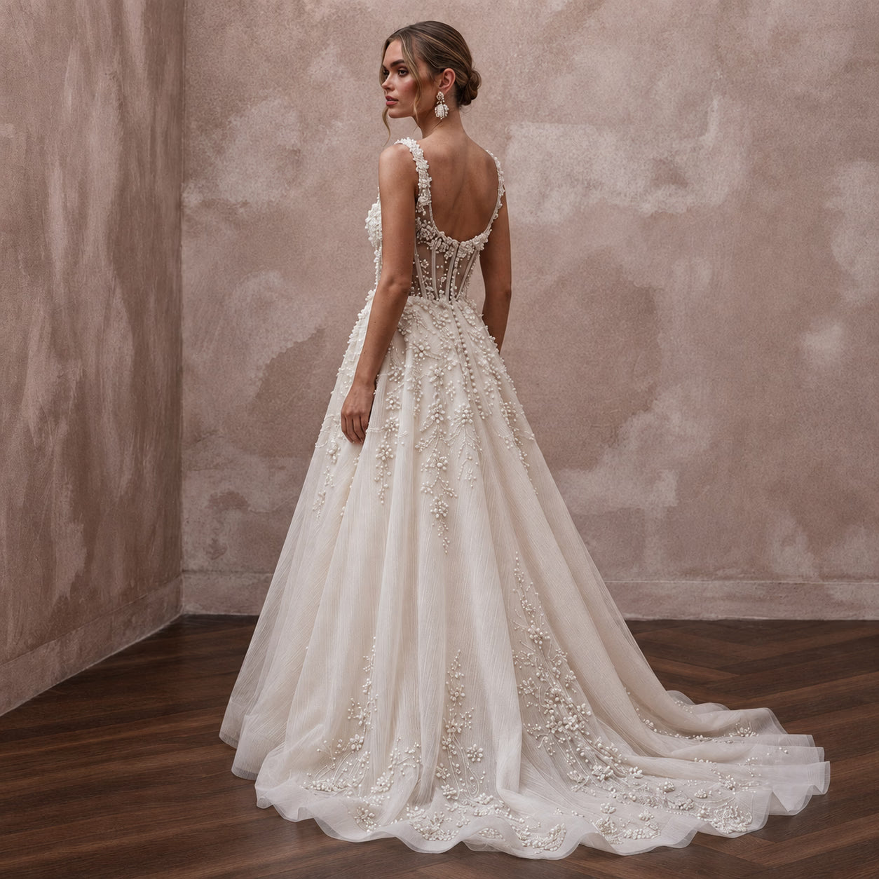 Sweetheart Neck Wedding Dresses with Pearl Accents - Apparel & Accessories > Clothing > Wedding & Bridal Party Dresses > Wedding Dresses - Mignonette