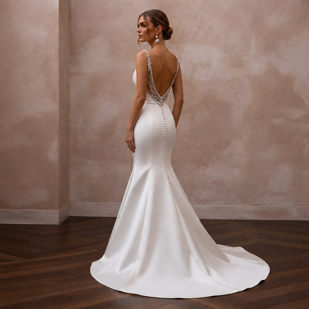 Sweetheart Satin Wedding Dress with Mermaid Silhouette - Apparel & Accessories > Clothing > Wedding & Bridal Party Dresses > Wedding Dresses - Mignonette Bridal