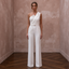 Tailored White Crepe Jumpsuit for Rehearsal Dinner