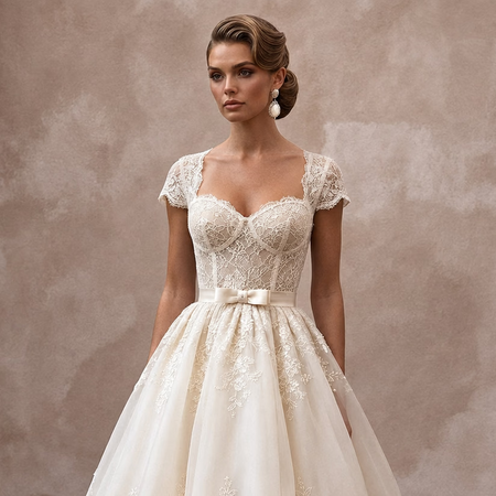 Tea - Length Wedding Dresses with Retro Bridal Style - Apparel & Accessories > Clothing > Wedding & Bridal Party Dresses > Wedding Dresses - Mignonette