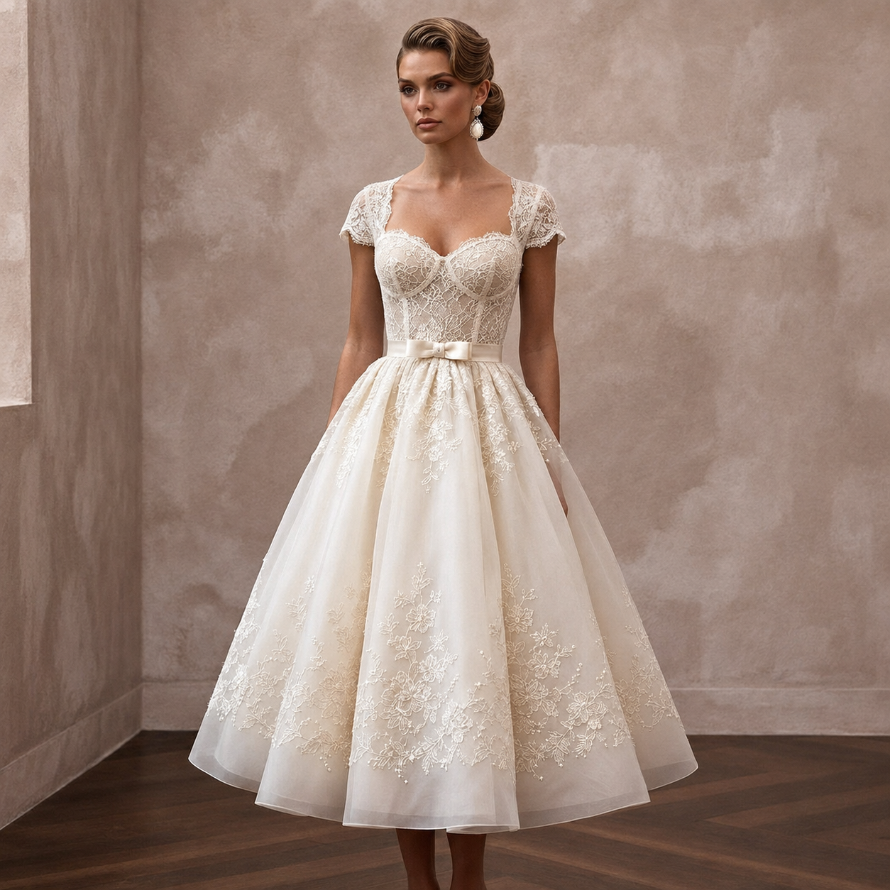 Tea-Length Wedding Dresses with Retro Bridal Style Main image