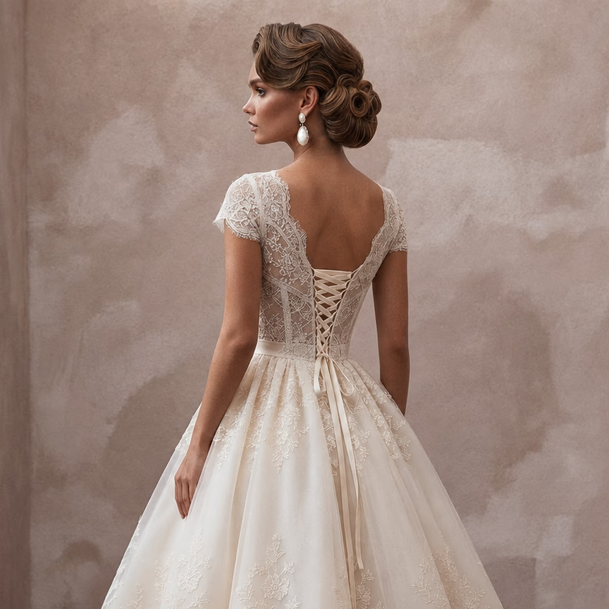 Tea - Length Wedding Dresses with Retro Bridal Style - Apparel & Accessories > Clothing > Wedding & Bridal Party Dresses > Wedding Dresses - Mignonette