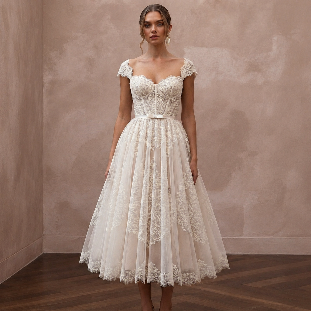Tea-Length Wedding Dresses with Vintage Bridal Charm