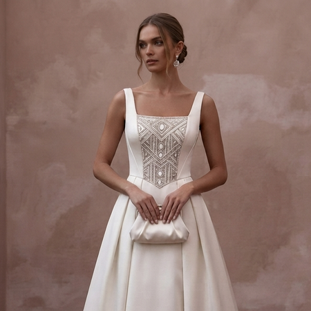 Tea-Length Wedding Dresses with Vintage Satin Charm