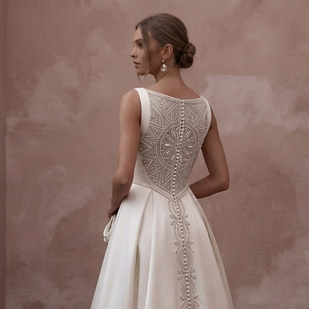Tea-Length Wedding Dresses with Vintage Satin Charm