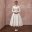 Textured Off-White Brocade Tea-Length Bridal Gown for Winter Rehearsal