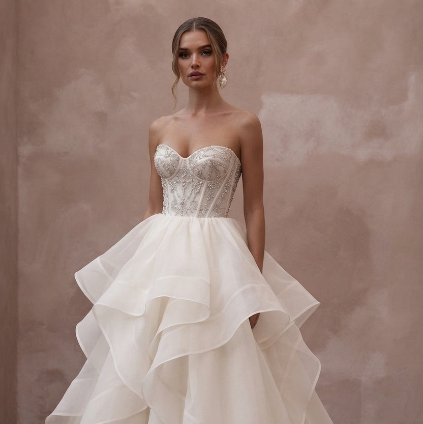 Tiered Organza Wedding Dresses with Dramatic Volume
