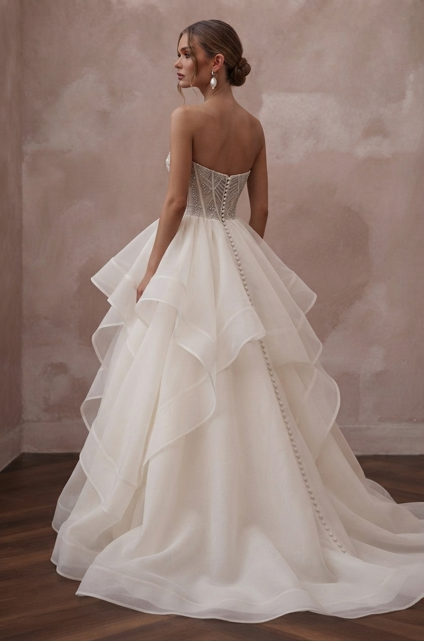 Tiered Organza Wedding Dresses with Dramatic Volume