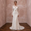 Timeless Antique White Alençon Lace Long Sleeve Bridal Gown for Second Wedding