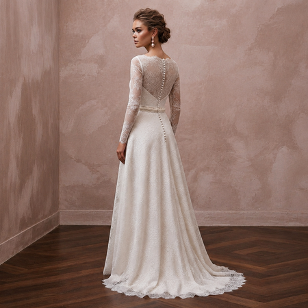 Timeless Antique White Alençon Lace Long Sleeve for Second Wedding