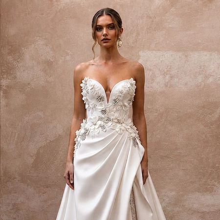 Timeless Bridal Gowns with Romantic Satin Draping - Apparel & Accessories > Clothing > Wedding & Bridal Party Dresses > Wedding Dresses - Mignonette Bridal