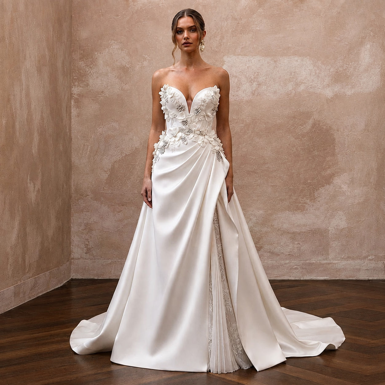 Timeless Bridal Gowns with Romantic Satin Draping - Apparel & Accessories > Clothing > Wedding & Bridal Party Dresses > Wedding Dresses - Mignonette Bridal