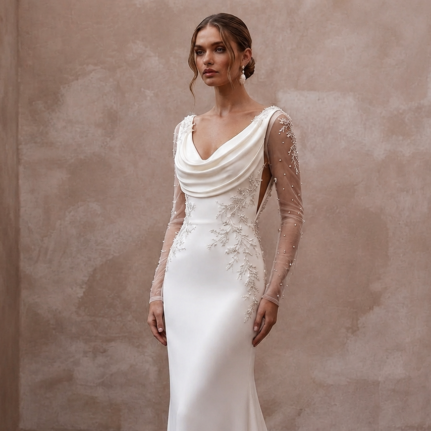 Timeless Cream Jersey Sheath Dress for Surprise Proposal Party