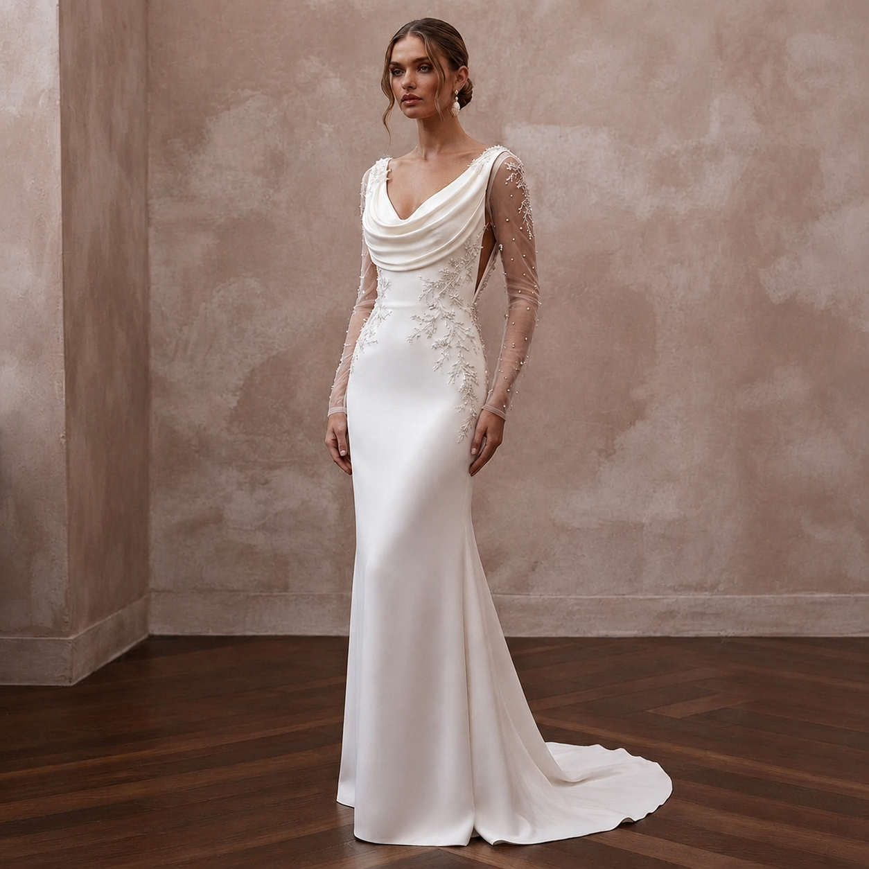 Timeless Cream Jersey Sheath Dress for Surprise Proposal Party