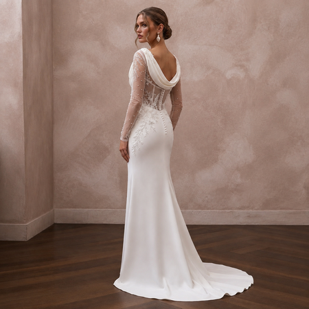Timeless Cream Jersey Sheath Dress for Surprise Proposal Party