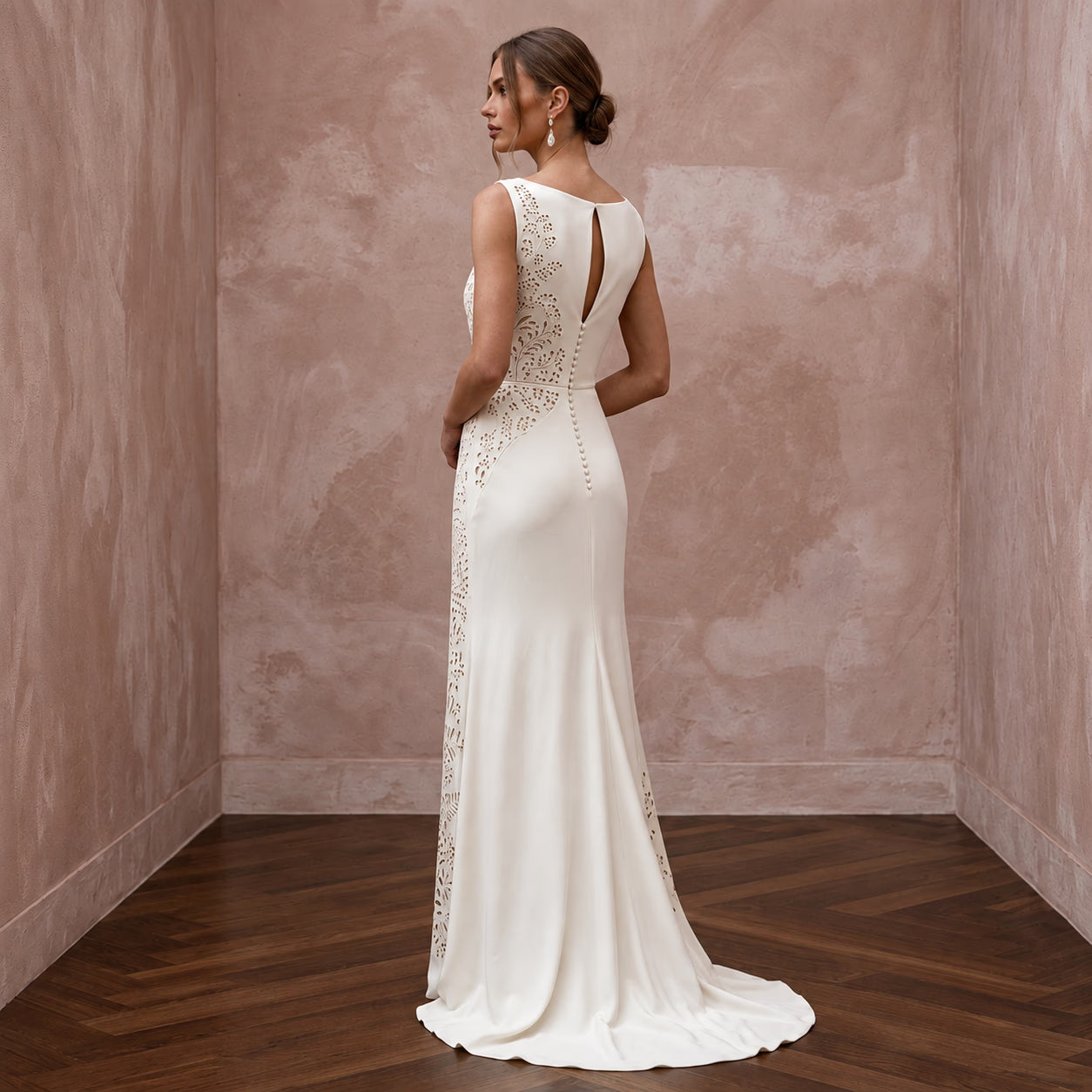 Timeless Cream Jersey Sheath Wedding Dress for Surprise Proposal Party Secondary image