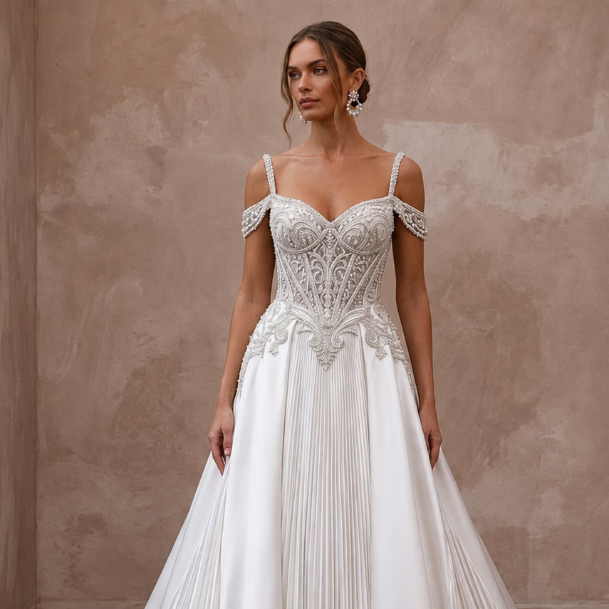 Timeless Satin Bridal Gown for a Traditional Cathedral Wedding