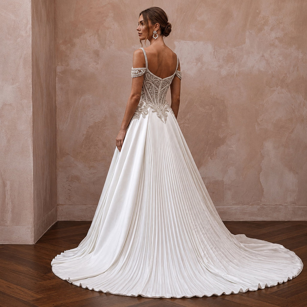 Timeless Satin Bridal Gown for a Traditional Cathedral Wedding
