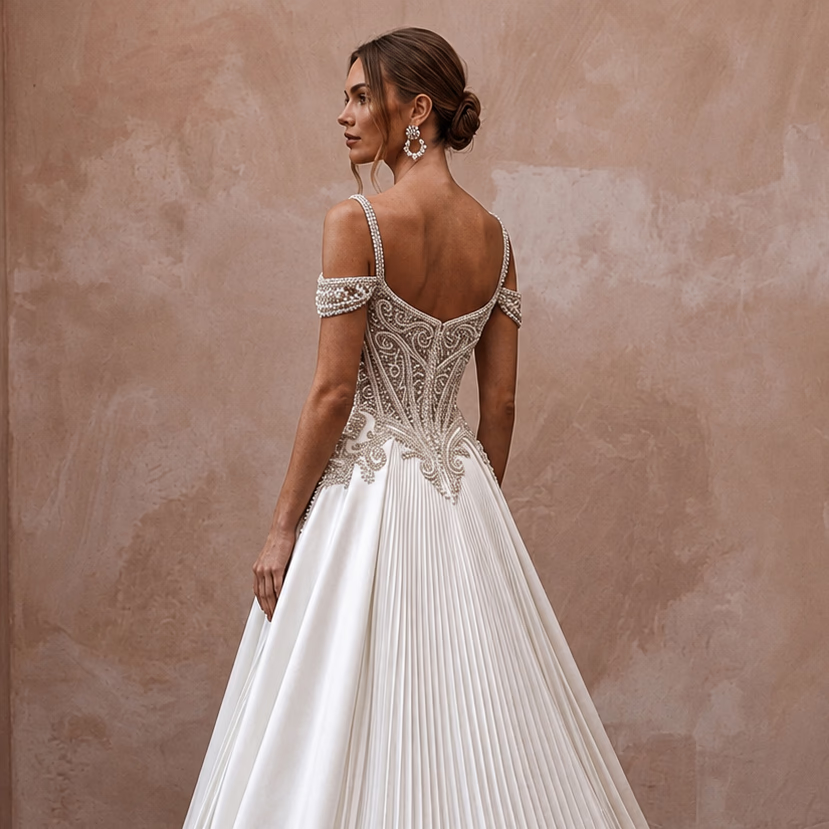 Timeless Satin Bridal Gown for a Traditional Cathedral Wedding