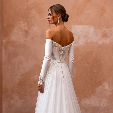 Timeless Wedding Dresses with Silk and Lace Elegance - Apparel & Accessories > Clothing > Wedding & Bridal Party Dresses > Wedding Dresses - Mignonette Bridal