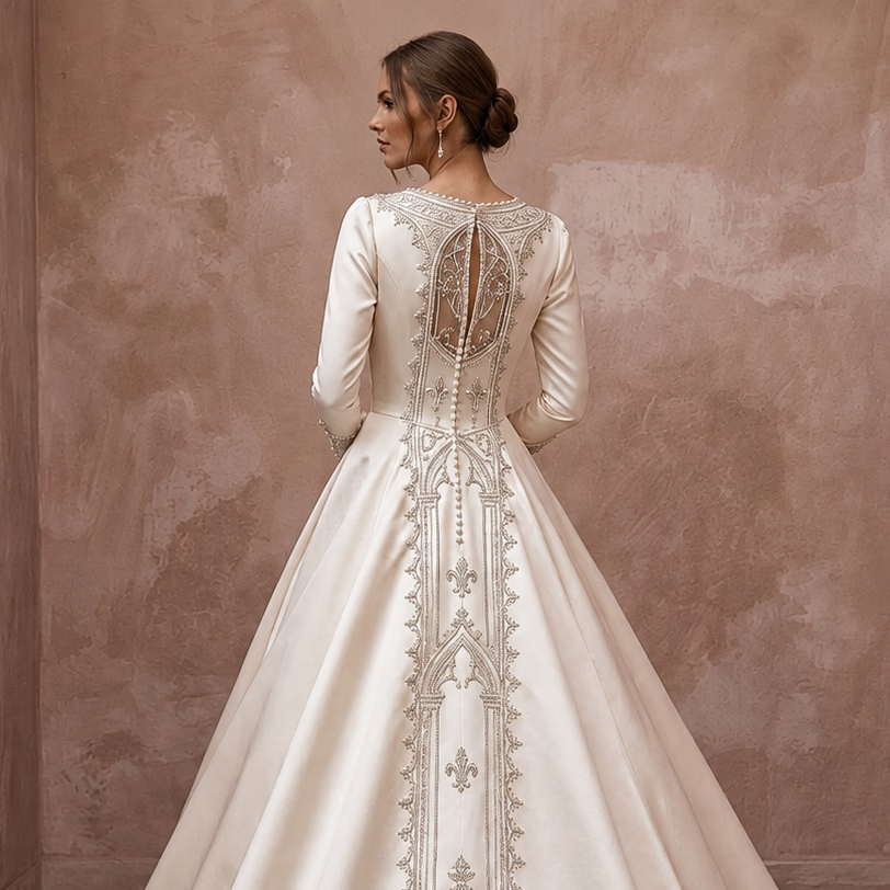 Traditional Satin Wedding Dress for a Cathedral Ceremony