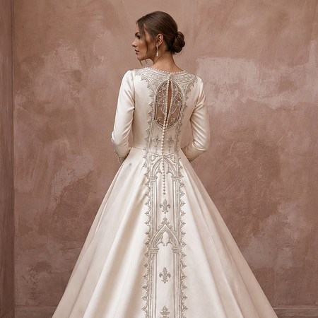 Traditional Satin Wedding Dress for a Cathedral Ceremony
