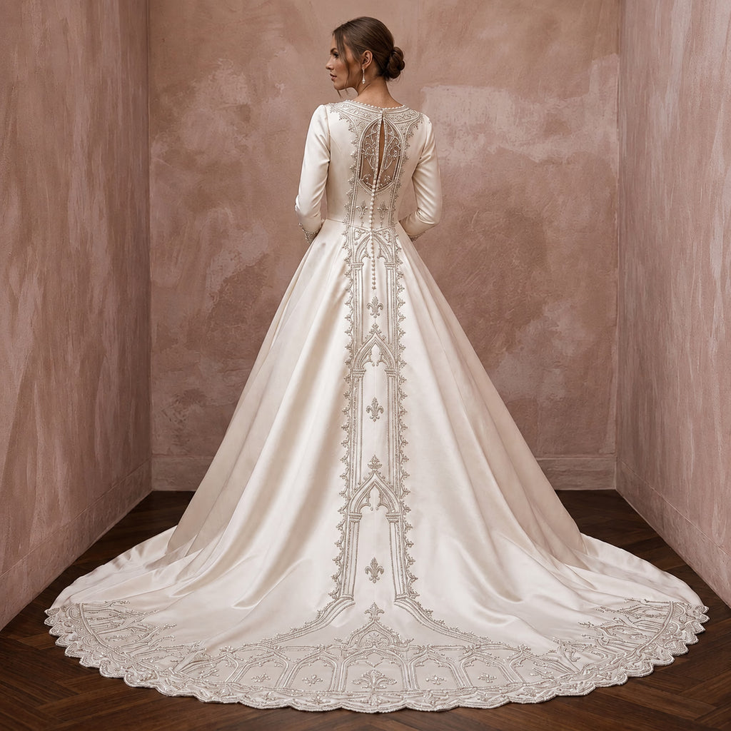 Traditional Satin Wedding Dress for a Cathedral Ceremony