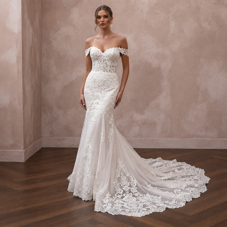 Trumpet Lace Wedding Dresses with Elegant Trains