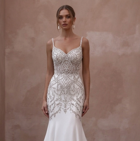 Trumpet Wedding Dresses with Crystal Beaded Bodices