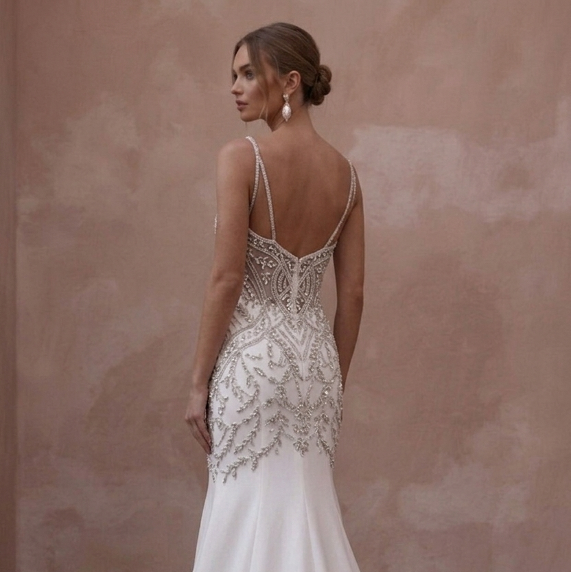 Trumpet Wedding Dresses with Crystal Beaded Bodices