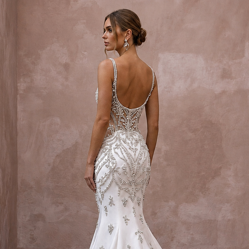 Trumpet Wedding Dresses with Crystal Embellishments