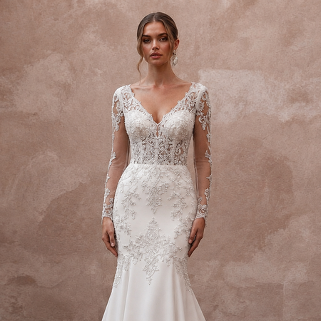 Trumpet Wedding Dresses with Crystal Lace Appliqués