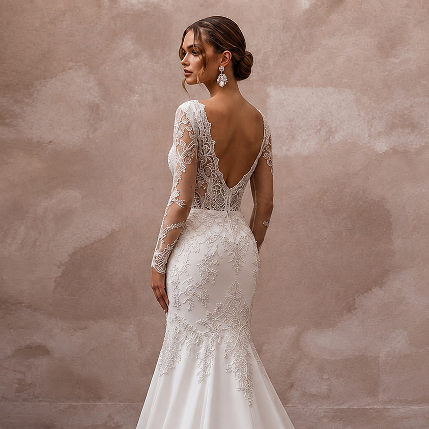 Trumpet Wedding Dresses with Crystal Lace Appliqués