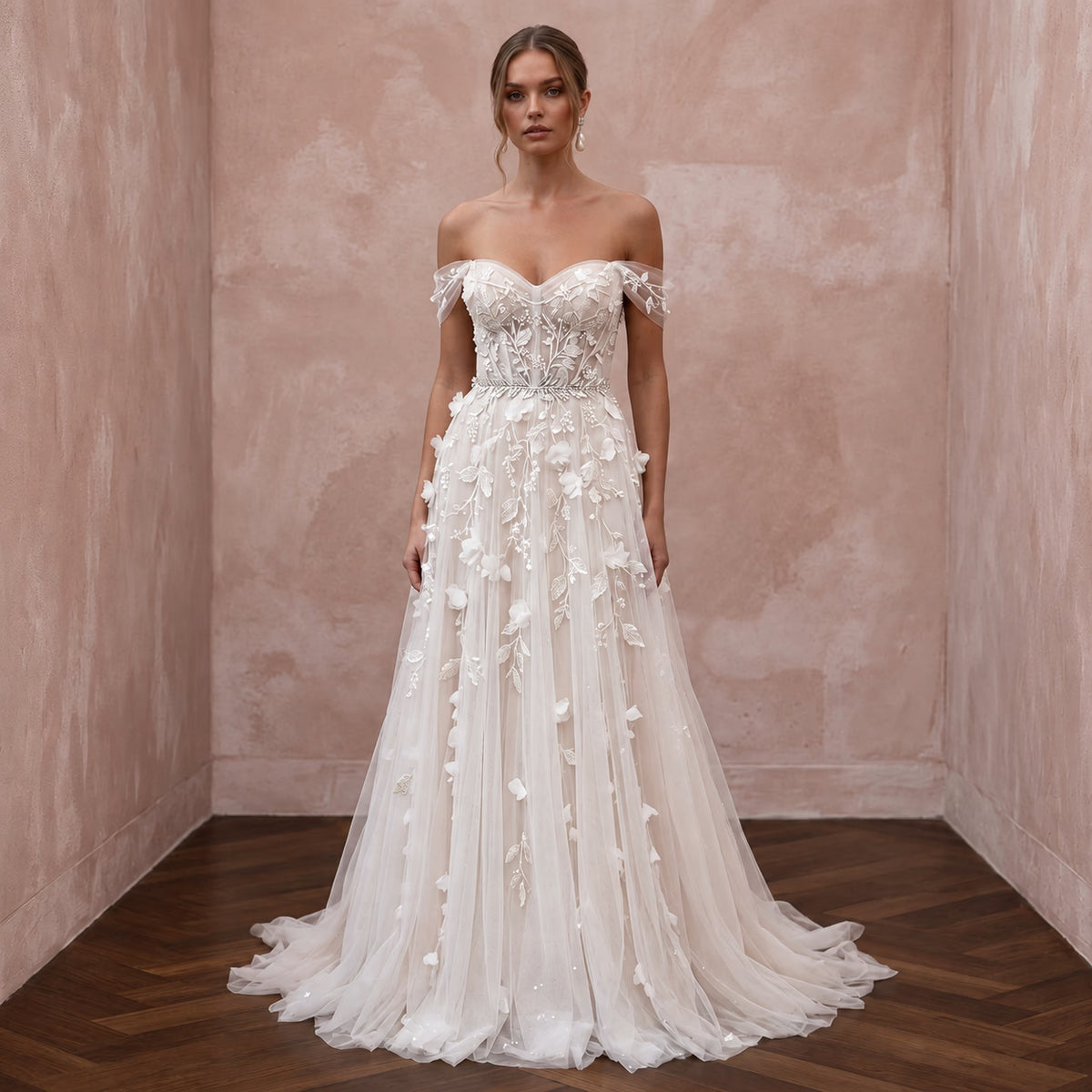 Tulle Wedding Dress for a Romantic Vineyard Elopement - Apparel & Accessories > Clothing > Wedding & Bridal Party Dresses > Wedding Dresses - Mignonette Bridal Main image