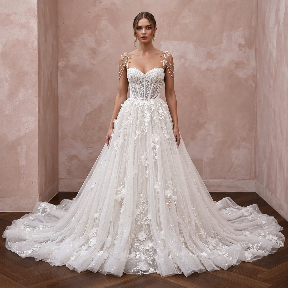 Tulle Wedding Gown for a Fairytale Castle Wedding - Apparel & Accessories > Clothing > Wedding & Bridal Party Dresses > Wedding Dresses - Mignonette Bridal Main image