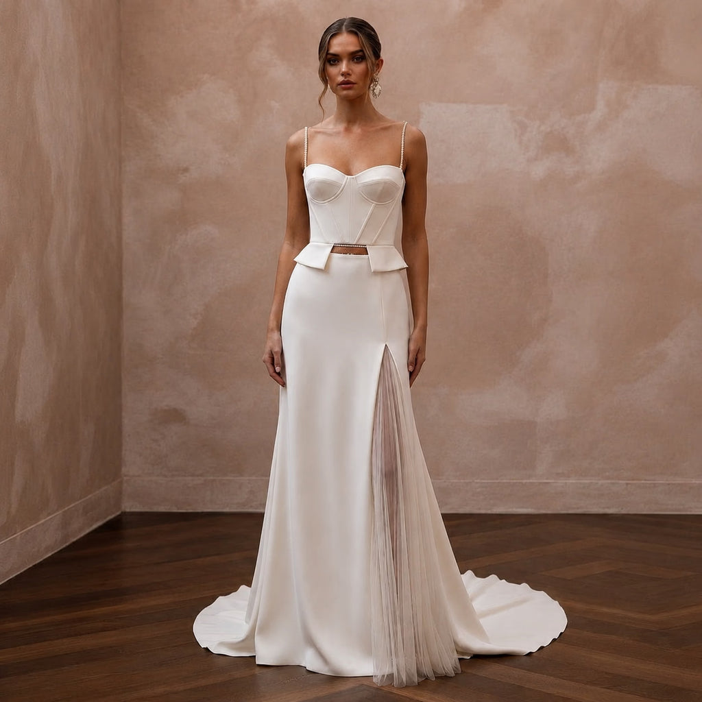 Two - Piece Wedding Dresses with Contemporary Bridal Fashion - Apparel & Accessories > Clothing > Wedding & Bridal Party Dresses > Wedding Dresses - Mignonette Bridal